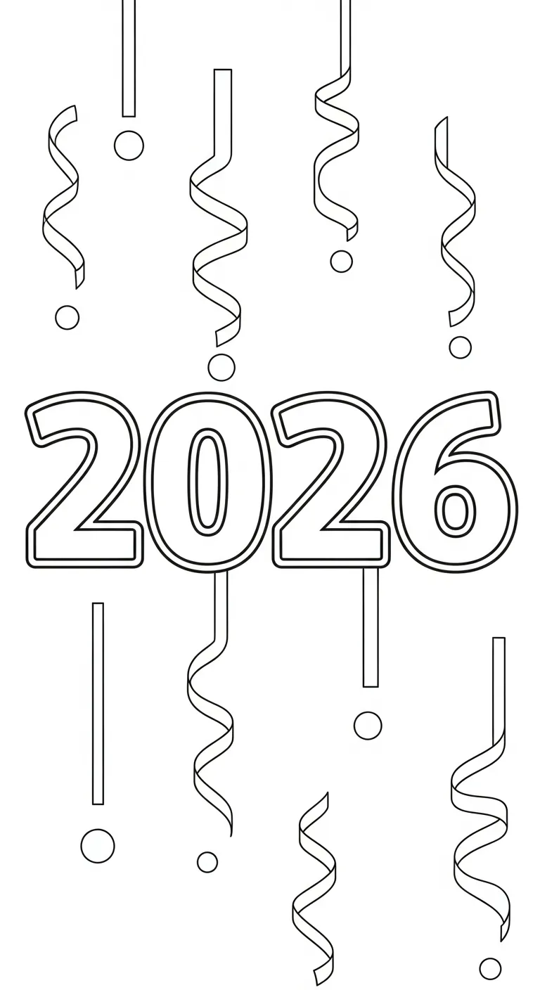 coloriage Nouvel An 2026 pour enfant gratuit