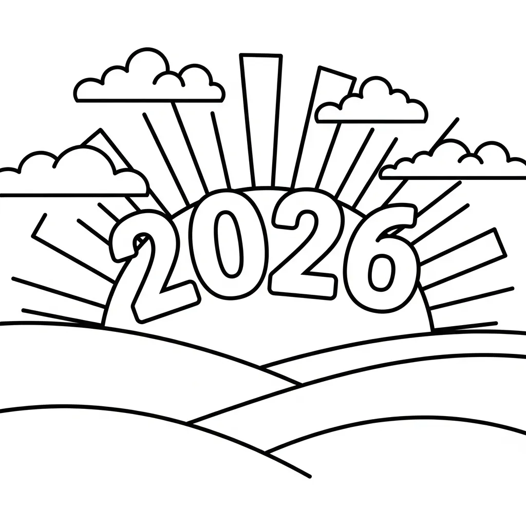 coloriage Nouvel An 2026 à imprimer