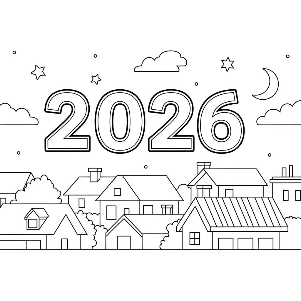 a imprimer coloriage Nouvel An 2026 gratuit