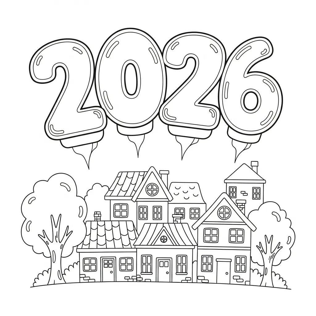 coloriage Nouvel An 2026 en ligne 1