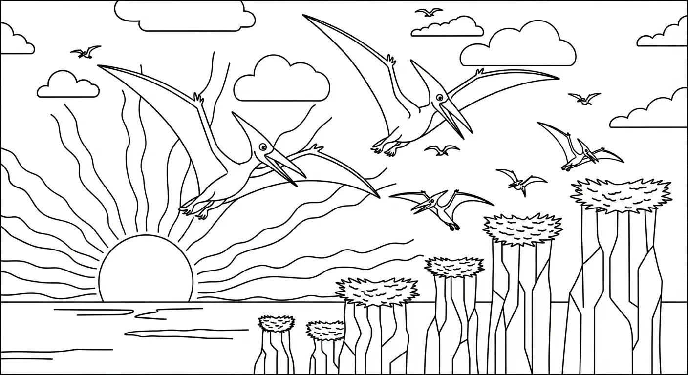 coloriage Pterosaur à imprimer kawaii