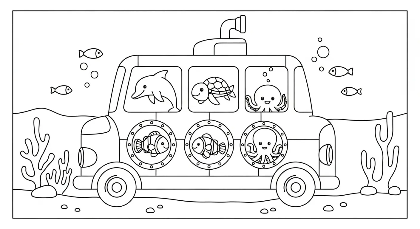 coloriage Sous marin à imprimer pour enfant de 8 ans