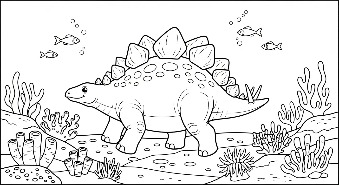 coloriage Stegosaurus pour enfant de 8 ans