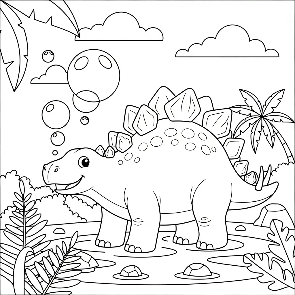 coloriage Stegosaurus à imprimer kawaii 2
