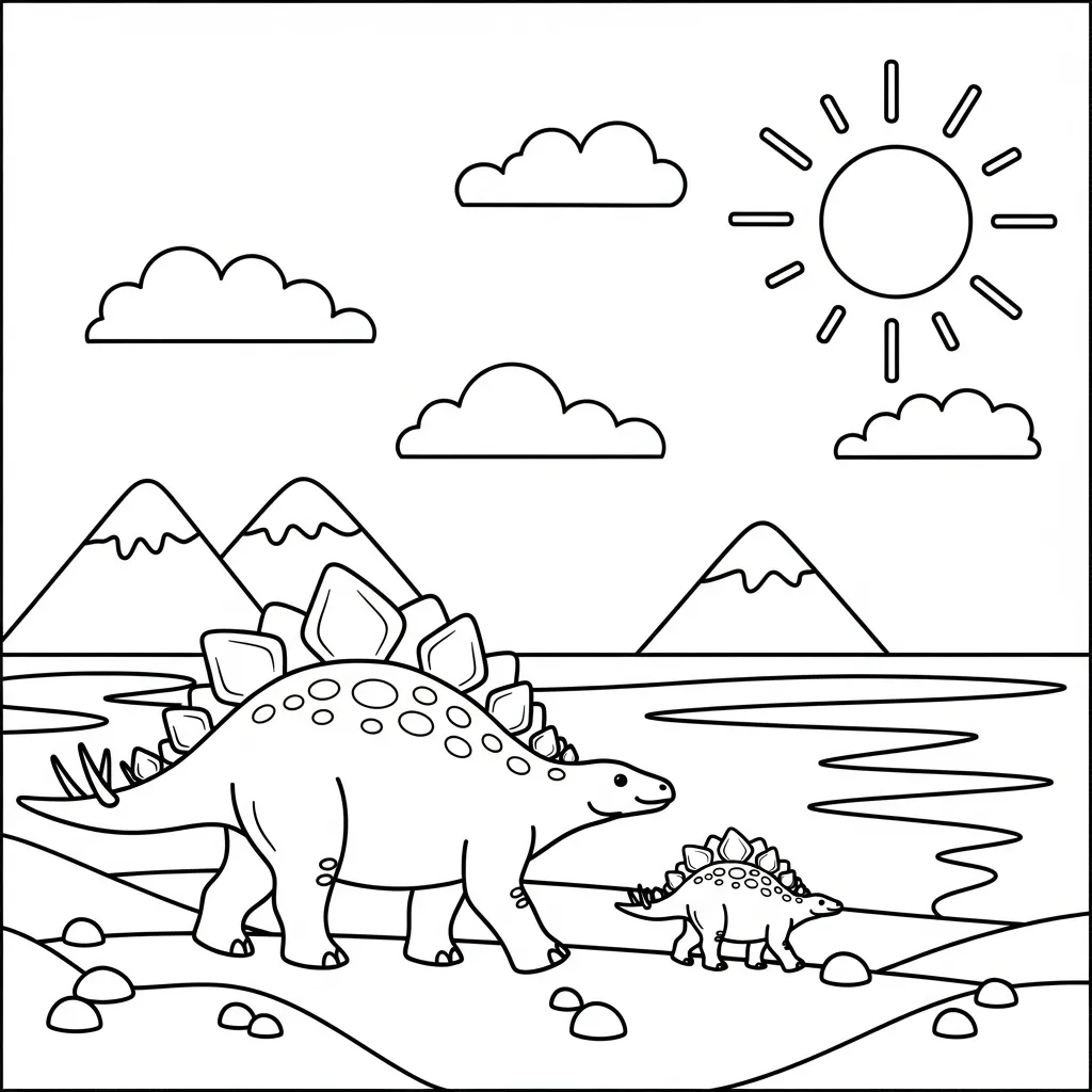 coloriage Stegosaurus pour enfant de 2 ans 1