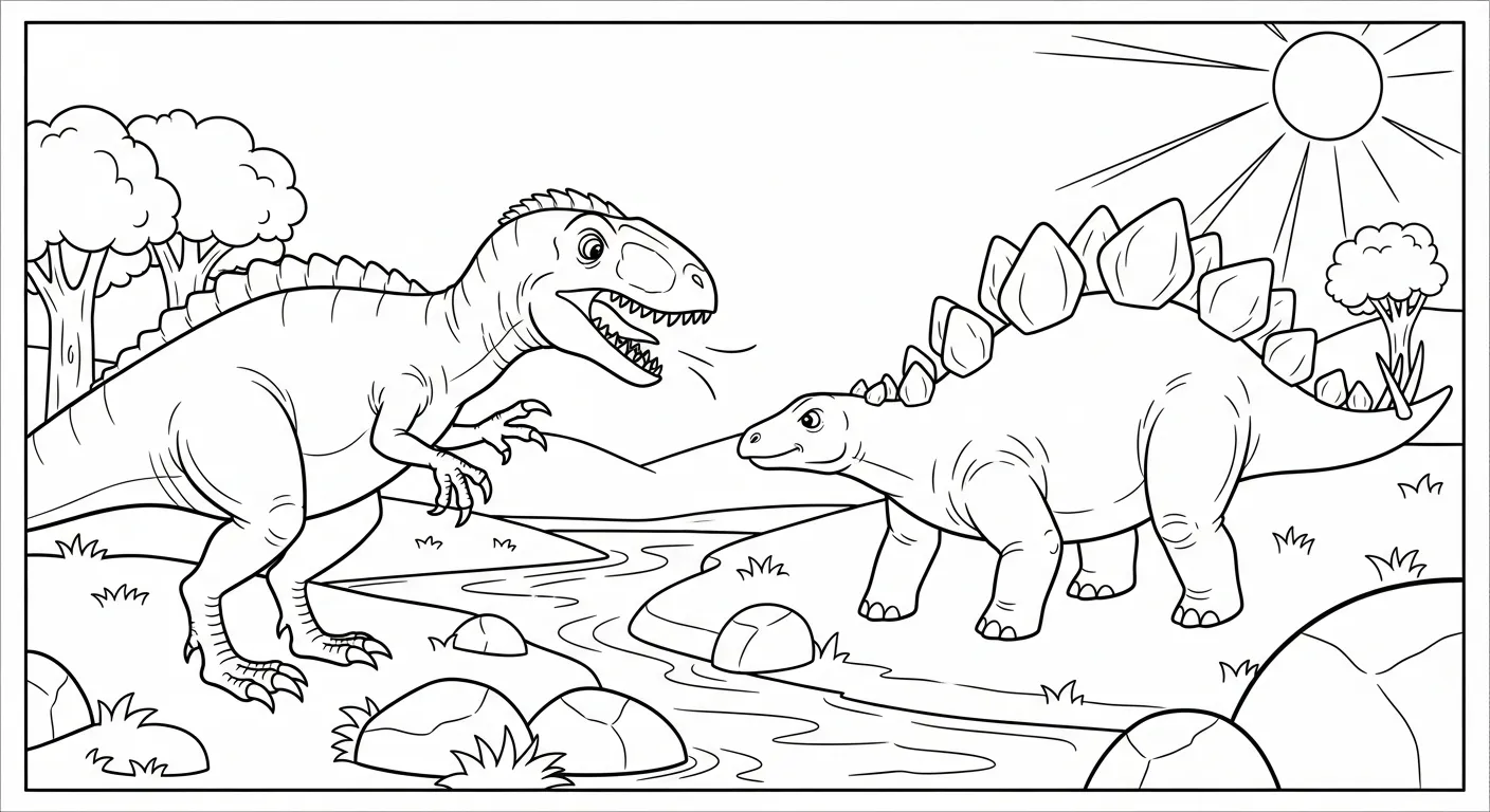coloriage Stegosaurus et decoupage a imprimer gratuit