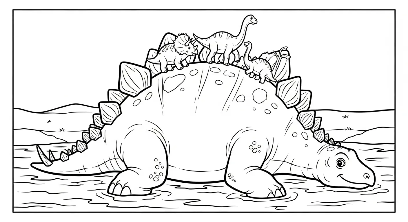 coloriage Stegosaurus à imprimer kawaii