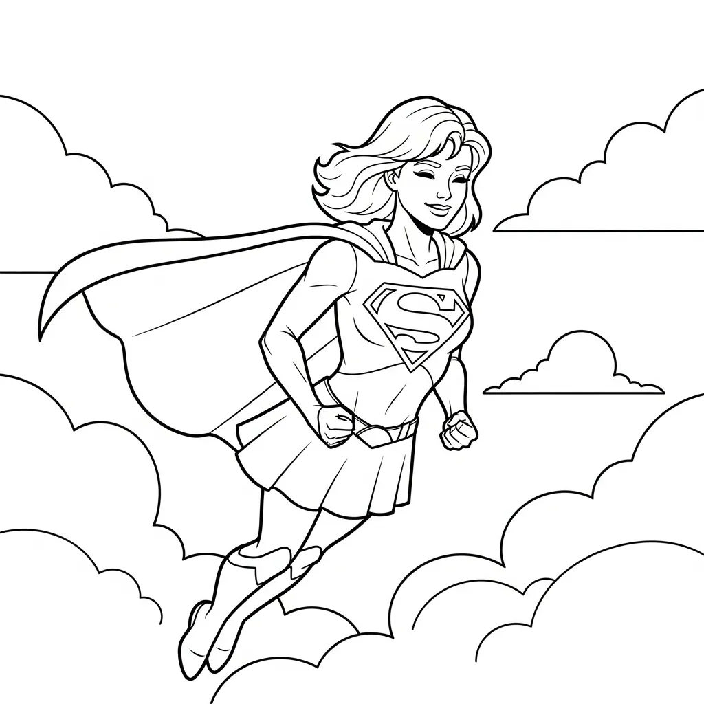 coloriage Supergirl pour enfant de à imprimer