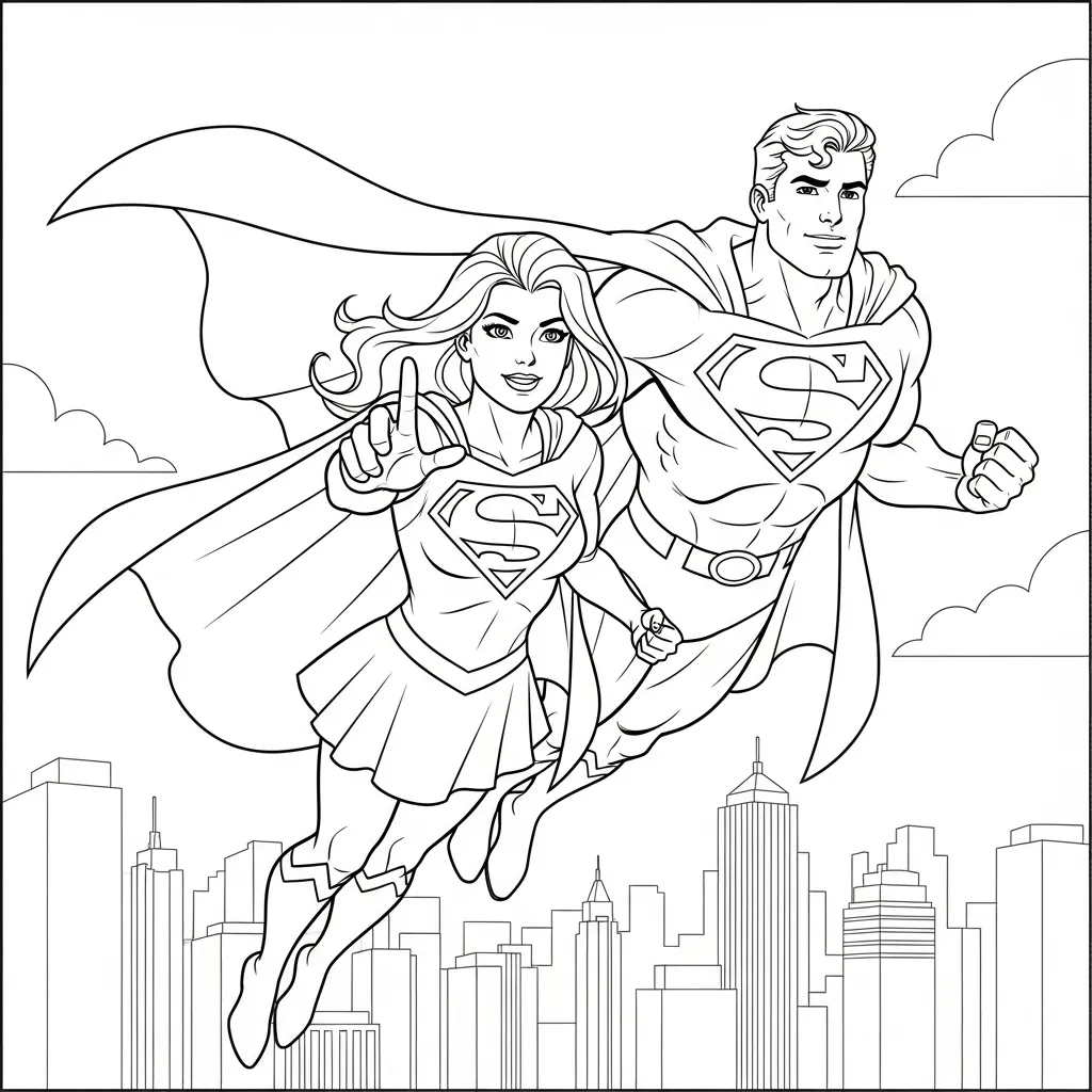 coloriage Supergirl pour enfant de 10 ans