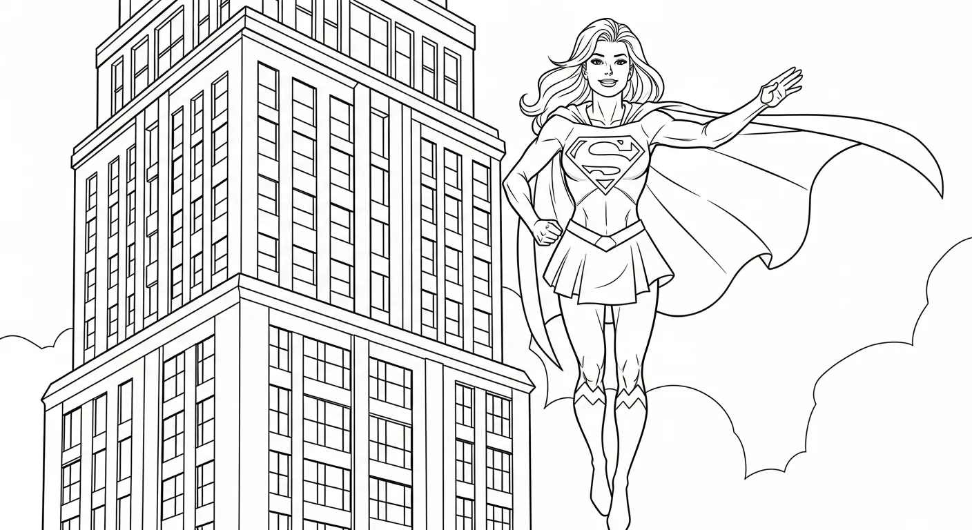 coloriage Supergirl à imprimer pour enfant de 3 ans