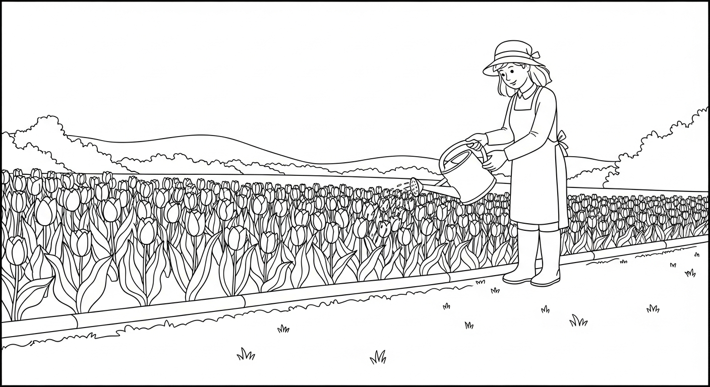 coloriage Tulipe updated pour enfant de à imprimer