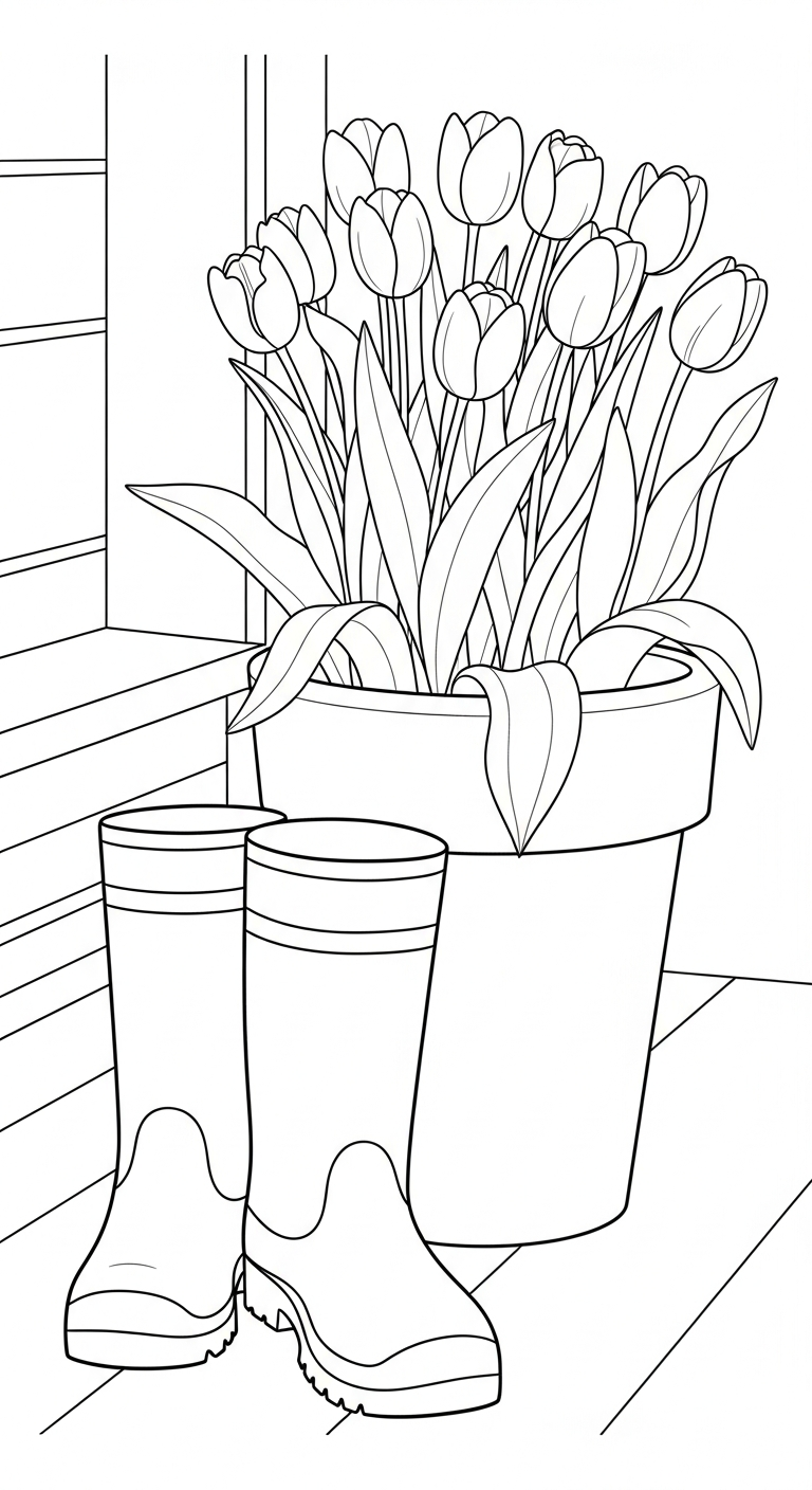 coloriage Tulipe updated à imprimer pour enfants