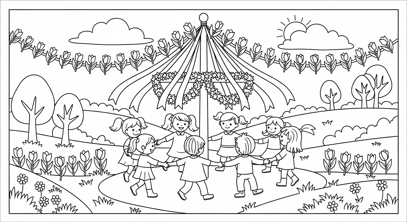 coloriage Tulipe updated pour enfant de 4 ans