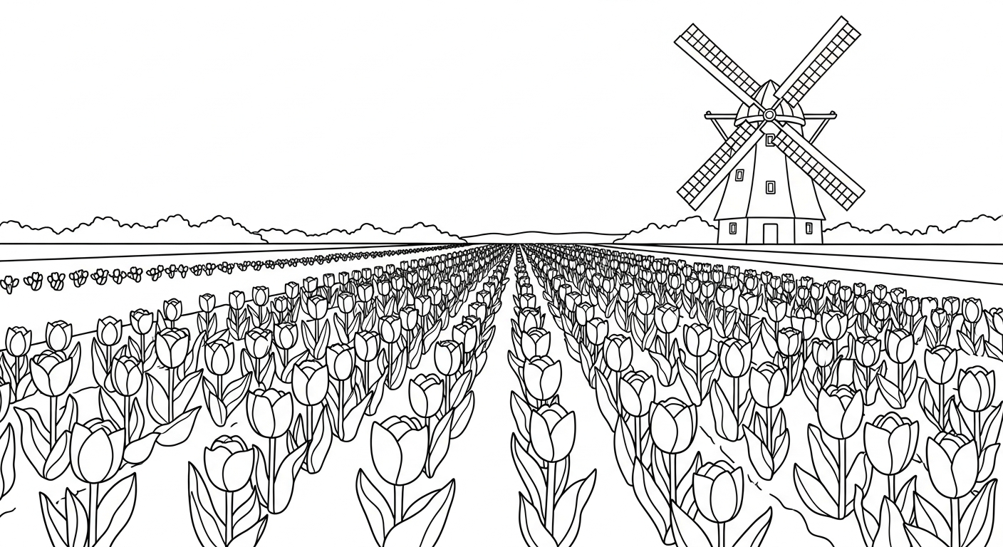 coloriage Tulipe updated pour enfant de 10 ans