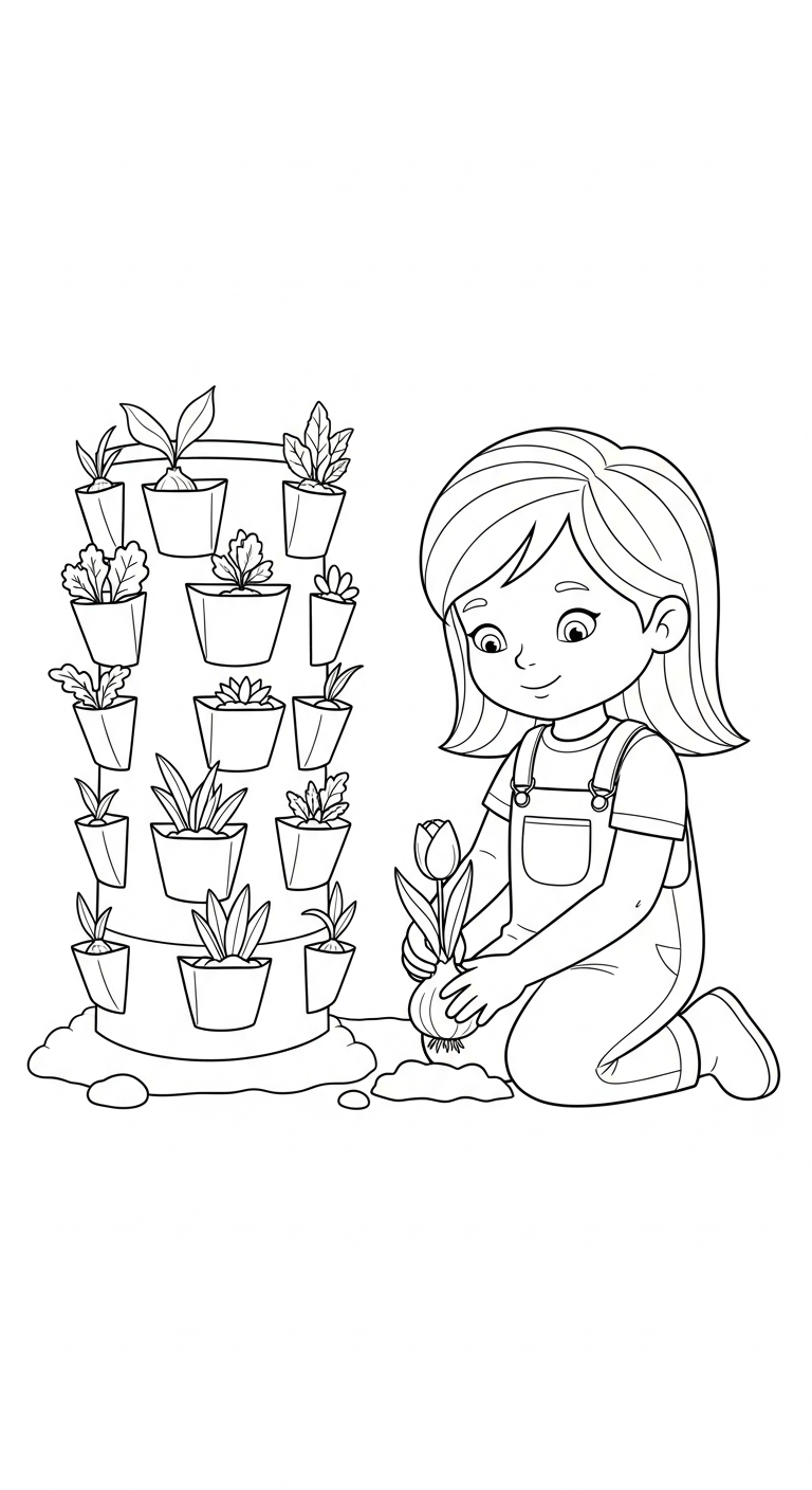 coloriage Tulipe updated pour enfant de 5 ans