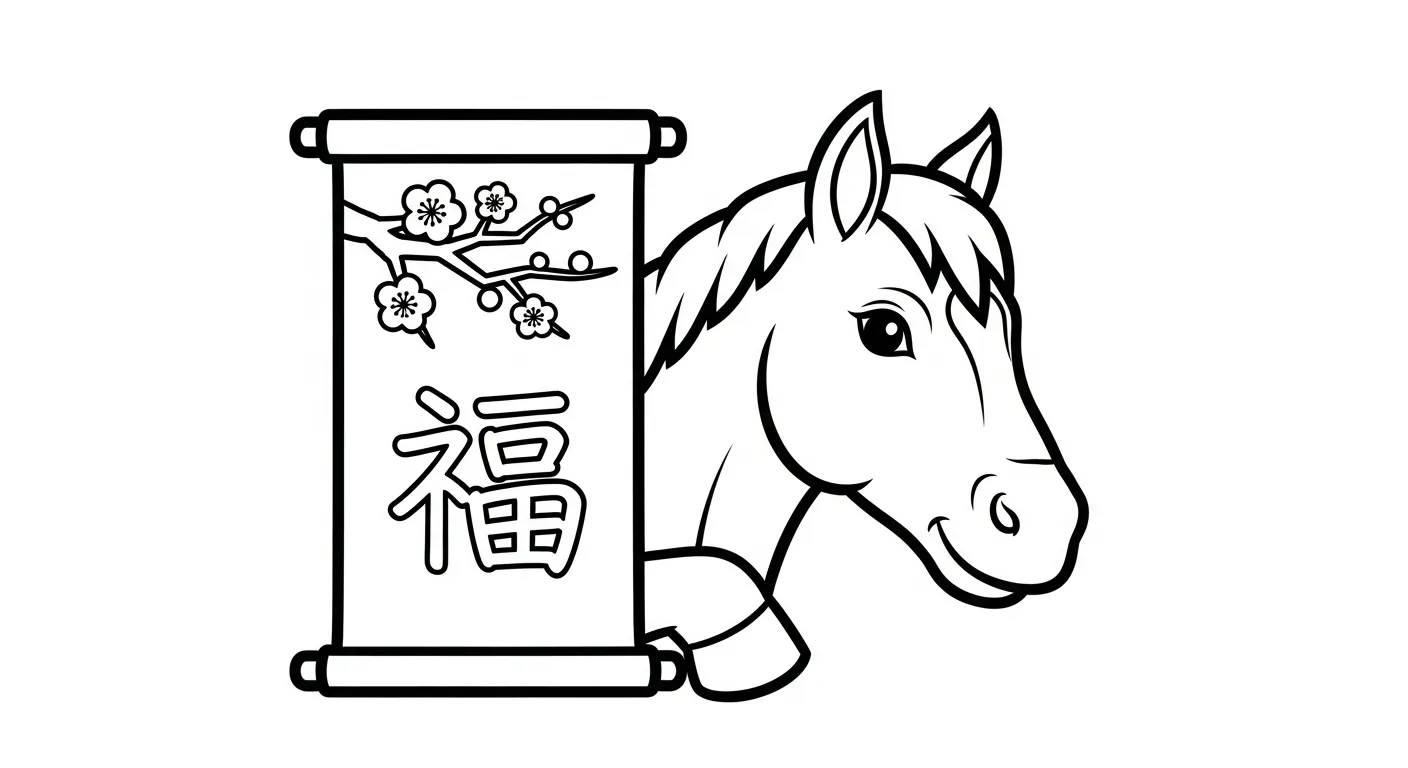 coloriage Nouvel An Chinois 2026 a imprimer pour enfant de 4 ans