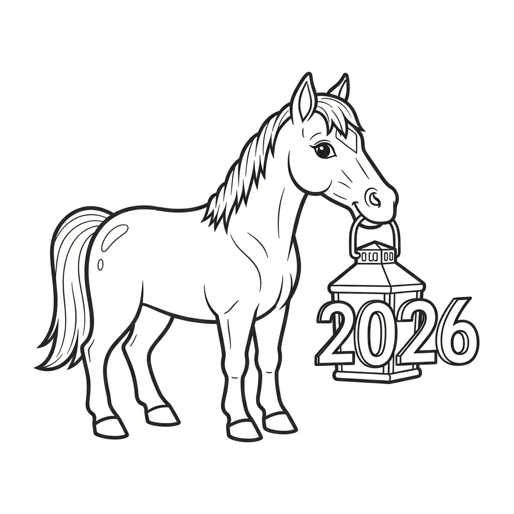 coloriage Nouvel An Chinois 2026 pour enfants a imprimer gratuit