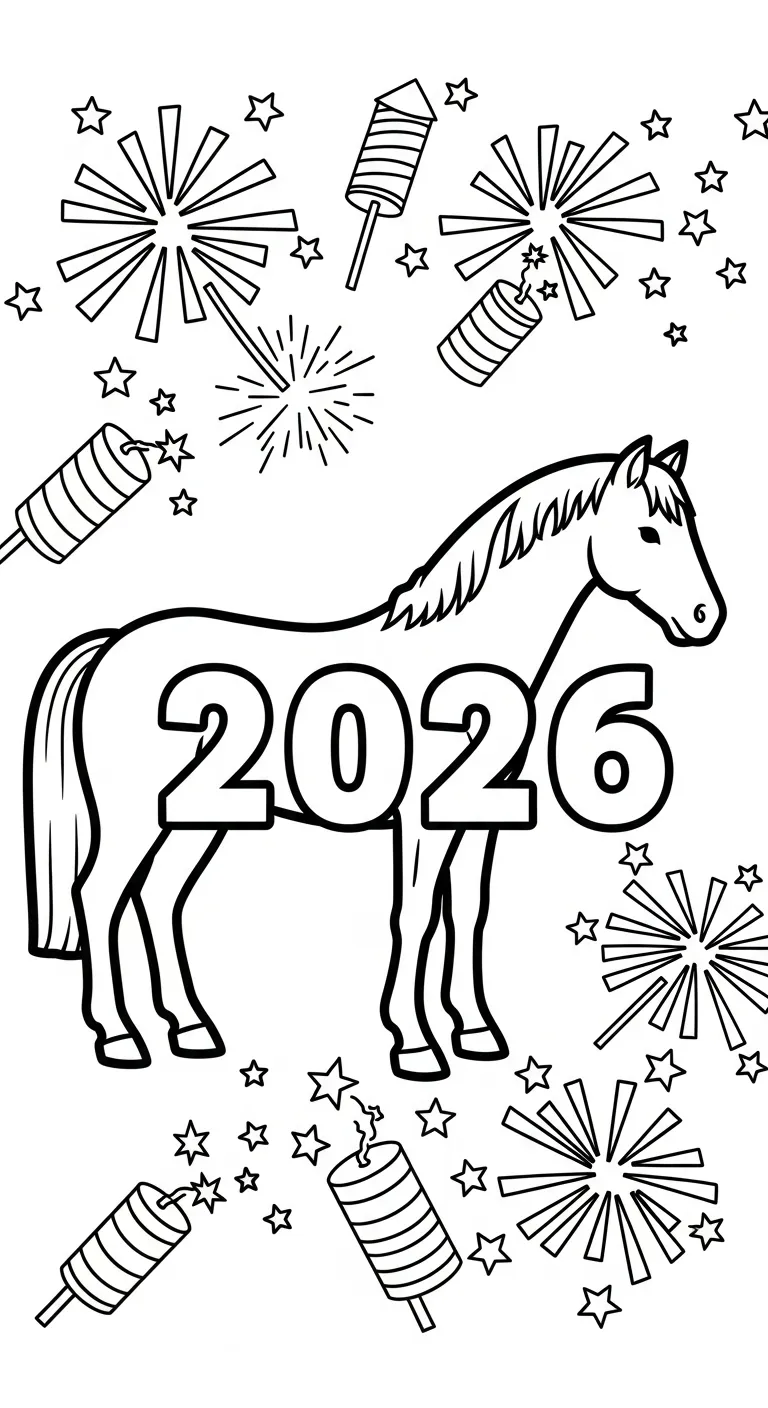 coloriage Nouvel An Chinois 2026 à imprimer pour enfant de 4 ans 1