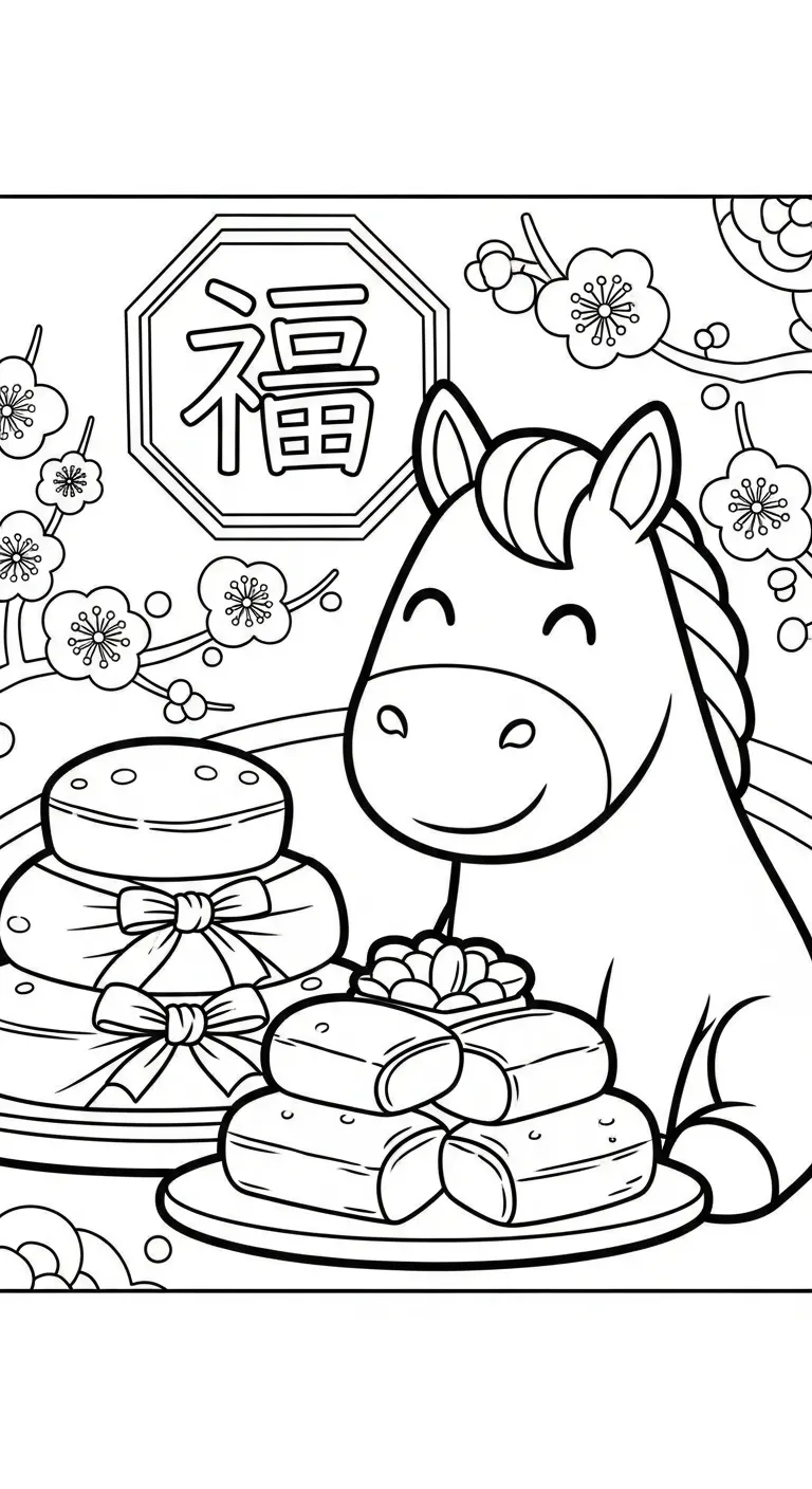 coloriage Nouvel An Chinois 2026 à imprimer a4