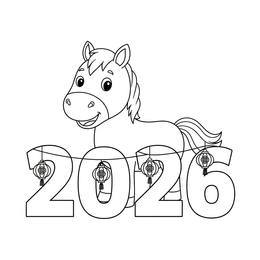coloriage Nouvel An Chinois 2026 gratuit 1