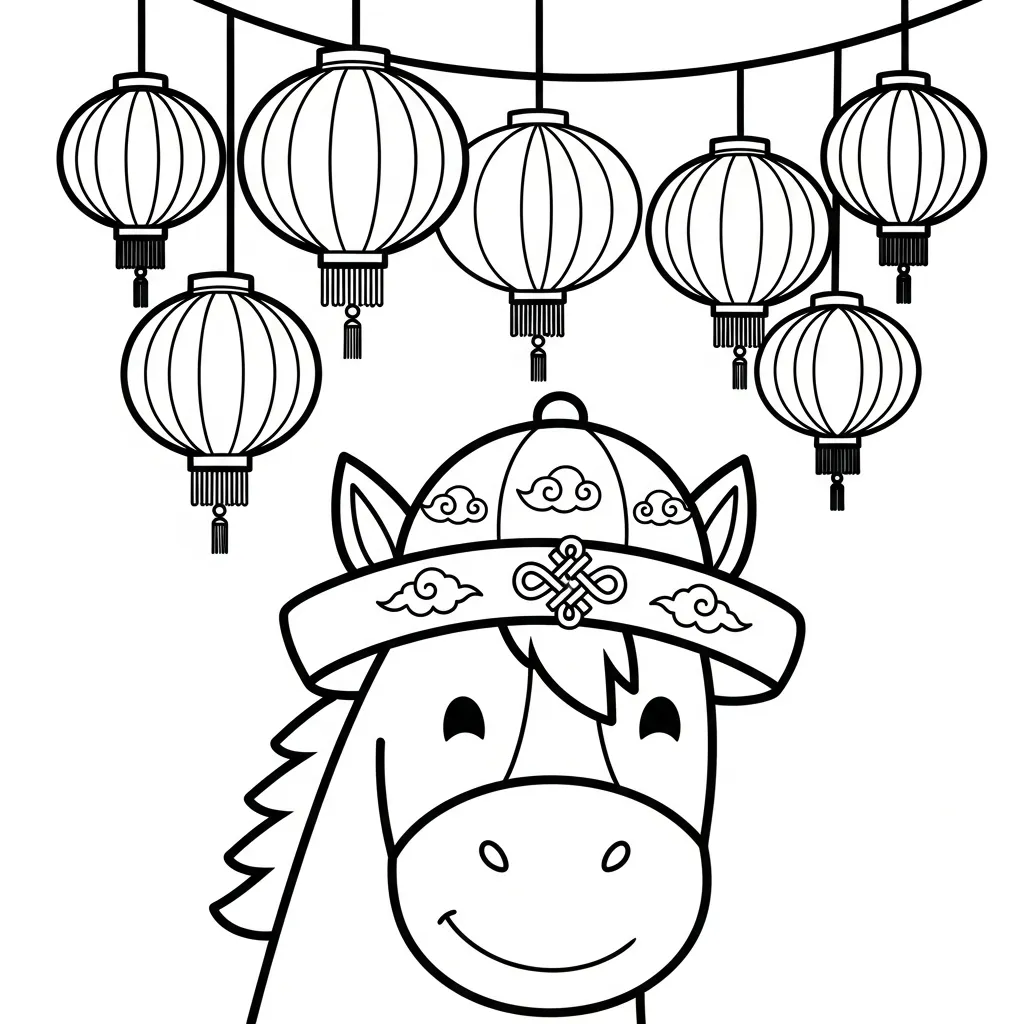 coloriage Nouvel An Chinois 2026 pour enfants à imprimer