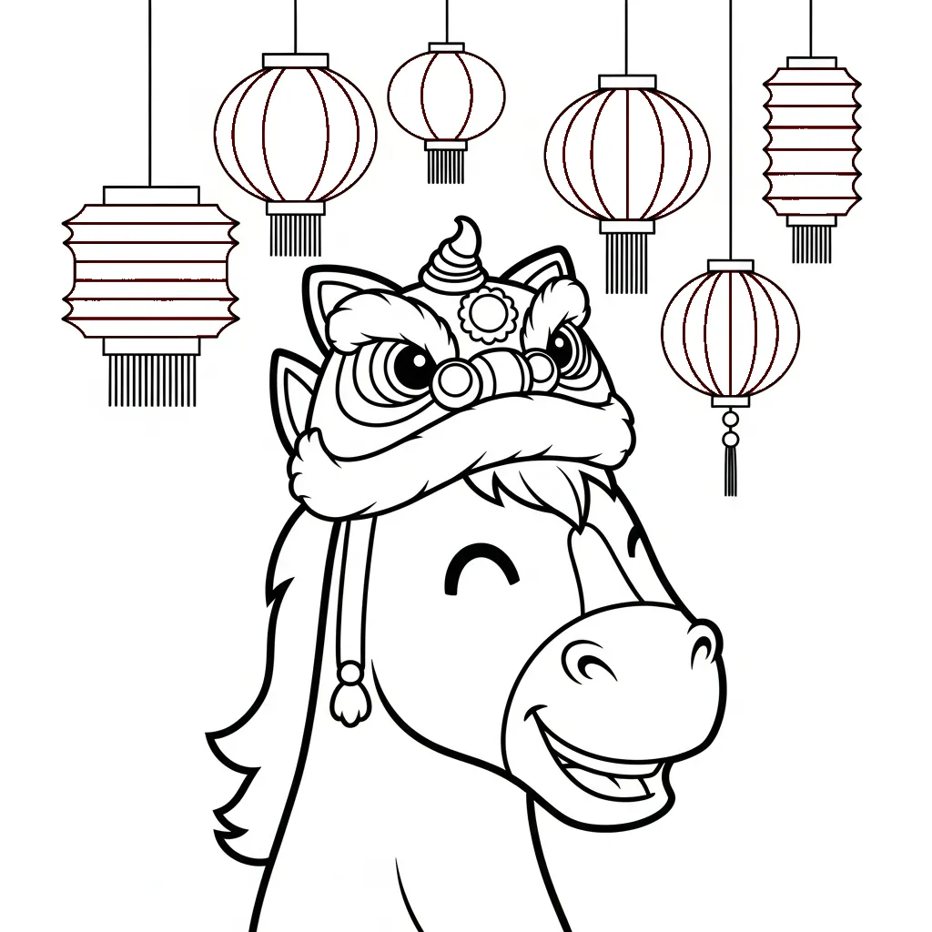 coloriage Nouvel An Chinois 2026 pour enfant de 5 ans