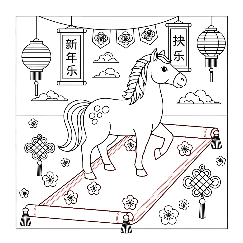 coloriage Nouvel An Chinois 2026 gratuit