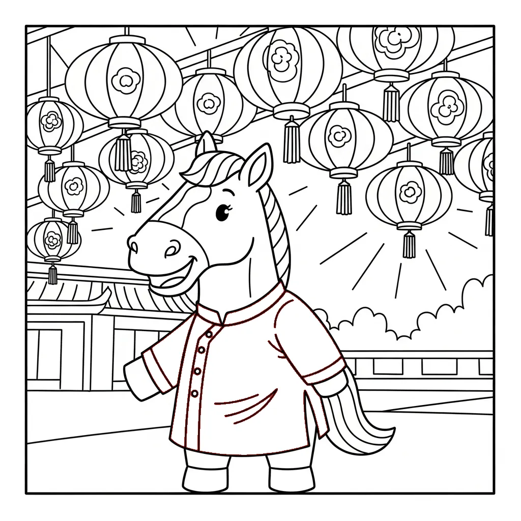 coloriage Nouvel An Chinois 2026 a dessiner et imprimer