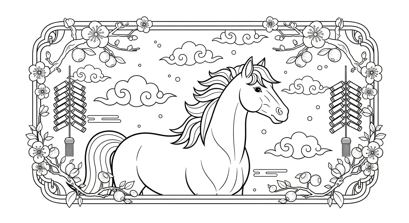 coloriage Nouvel An Chinois 2026 et decoupage