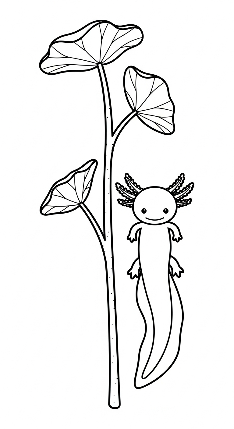 coloriage Axolotl updated à imprimer pour enfant de 3 ans