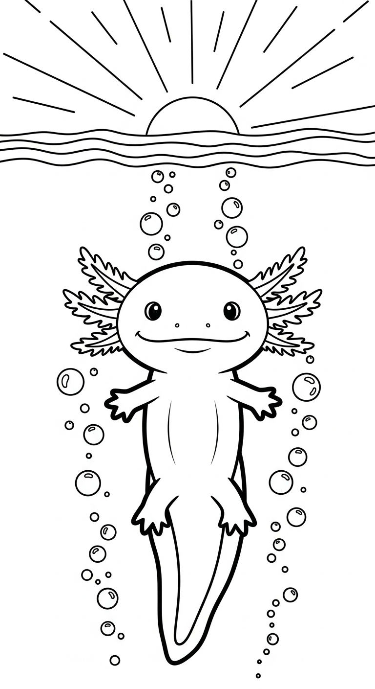 coloriage Axolotl updated à imprimer pour enfants