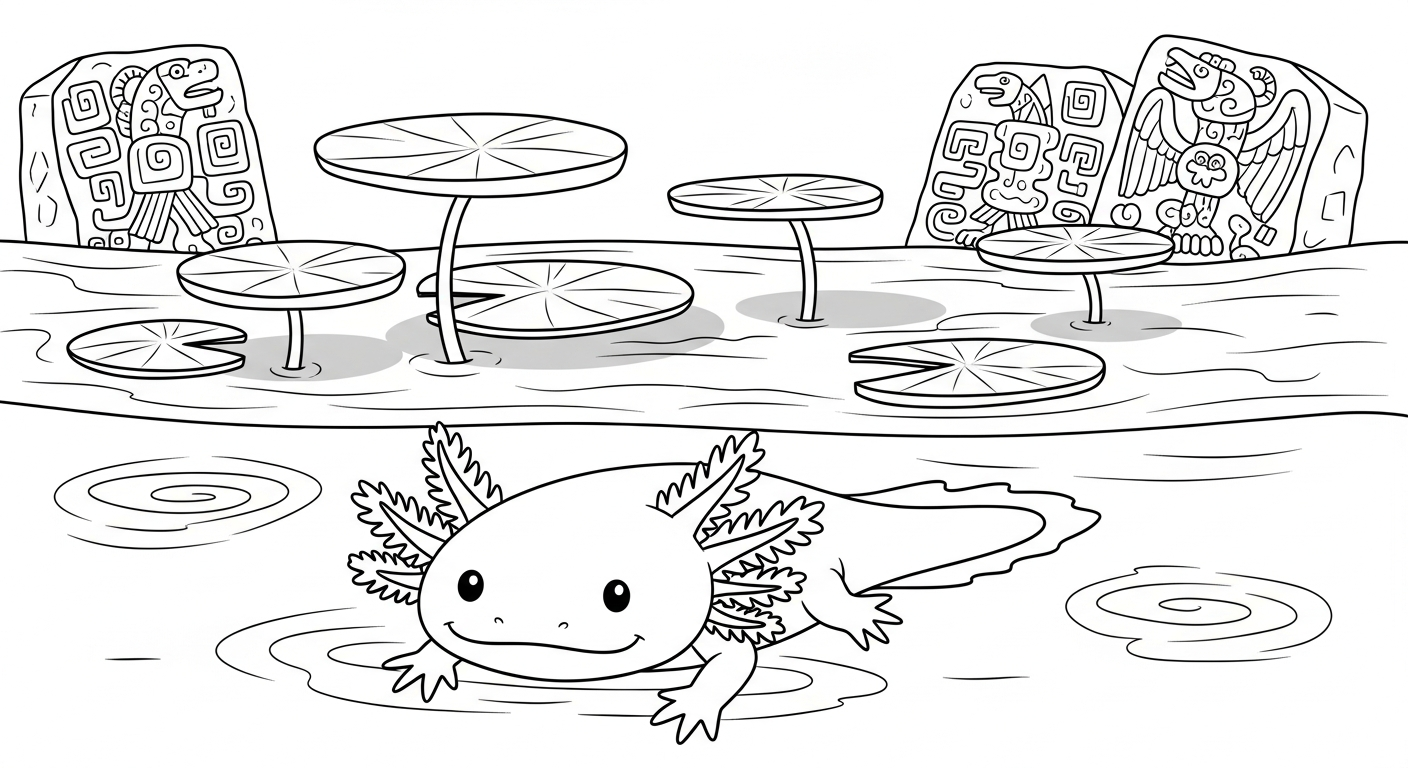 coloriage Axolotl updated pour enfant de 7 ans