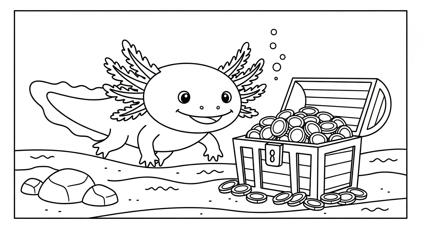 coloriage Axolotl updated à imprimer gratuit