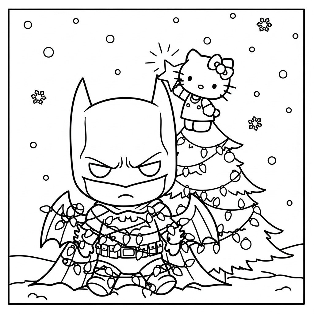 coloriage Batman et Hello Kitty updated gratuit en ligne