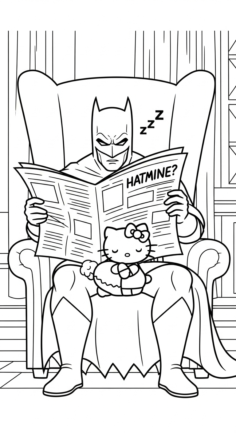 coloriage Batman et Hello Kitty updated à imprimer gratuitement pdf