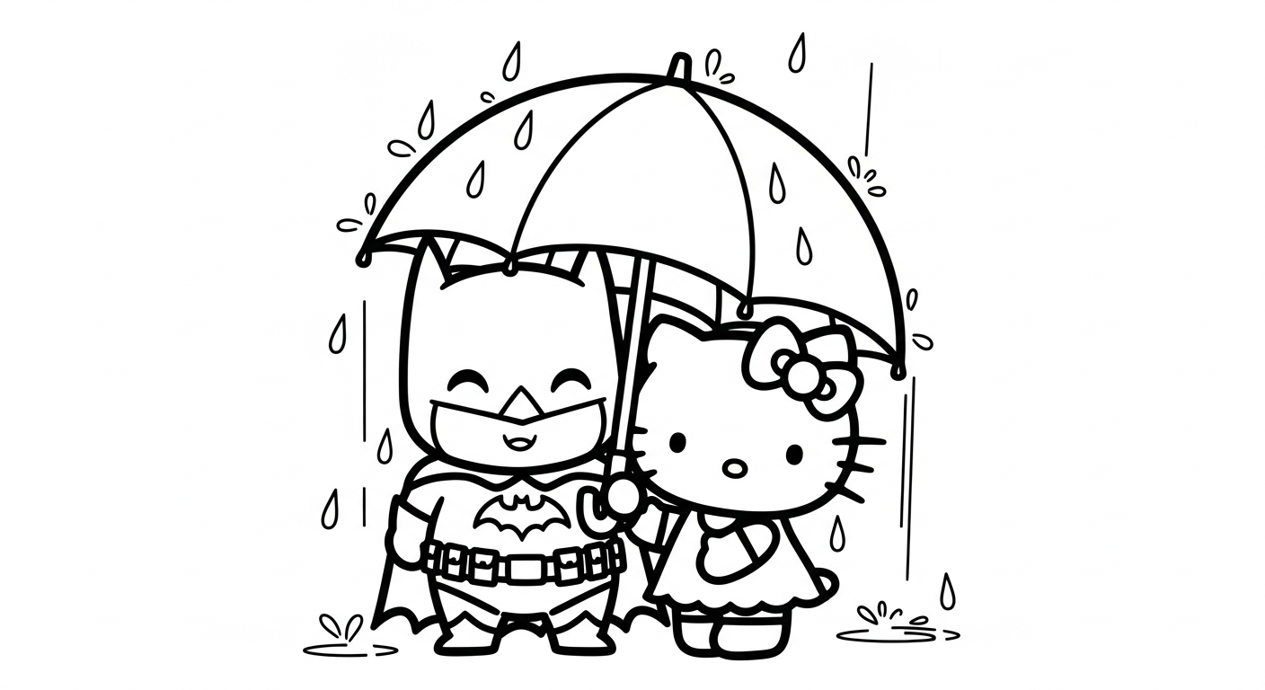 coloriage Batman et Hello Kitty updated a imprimer gratuit