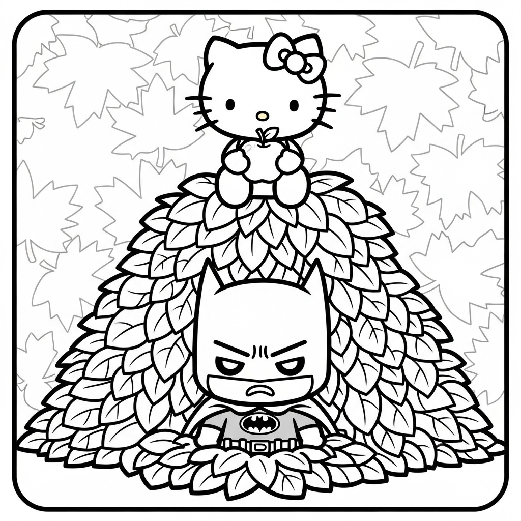 coloriage Batman et Hello Kitty updated à imprimer pour enfant de 8 ans