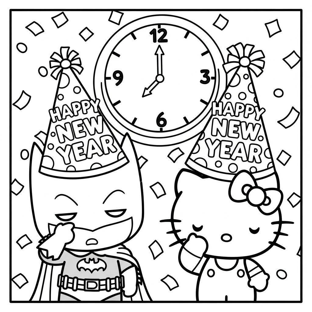 coloriage Batman et Hello Kitty updated à imprimer gratuitement pdf 1
