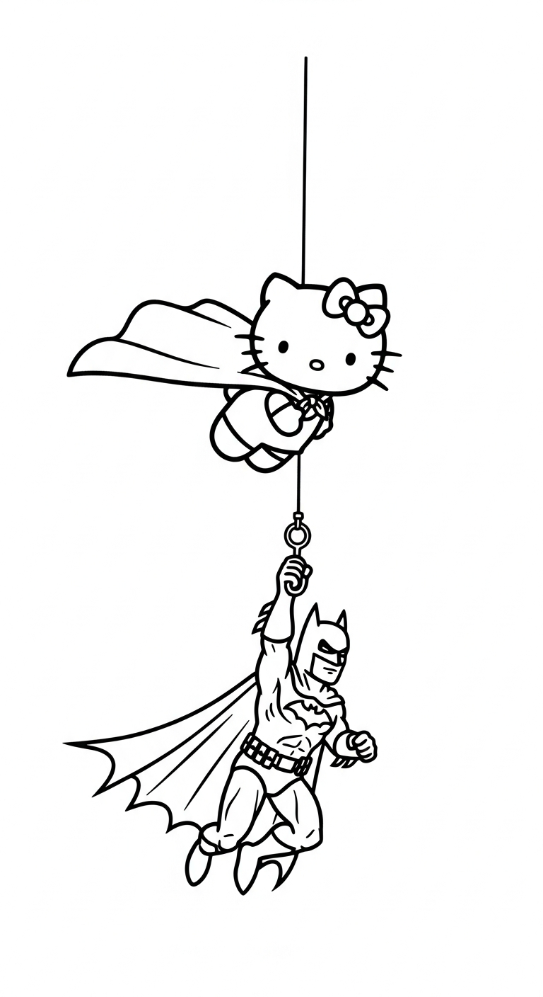 coloriage Batman et Hello Kitty updated de pour enfants