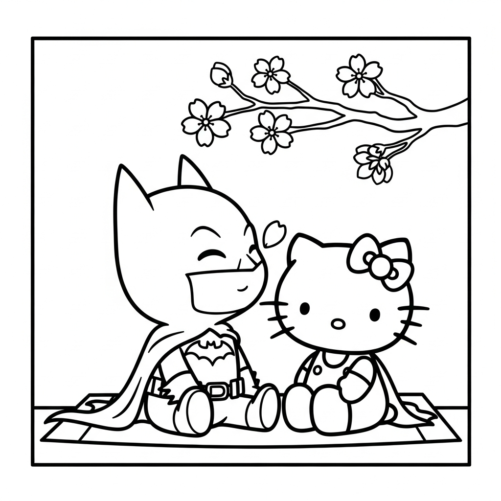 coloriage Batman et Hello Kitty updated à imprimer gratuitement pdf 2