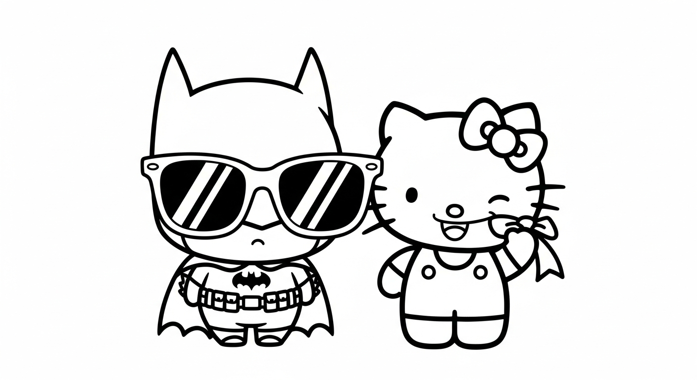 coloriage Batman et Hello Kitty updated et apprentissage