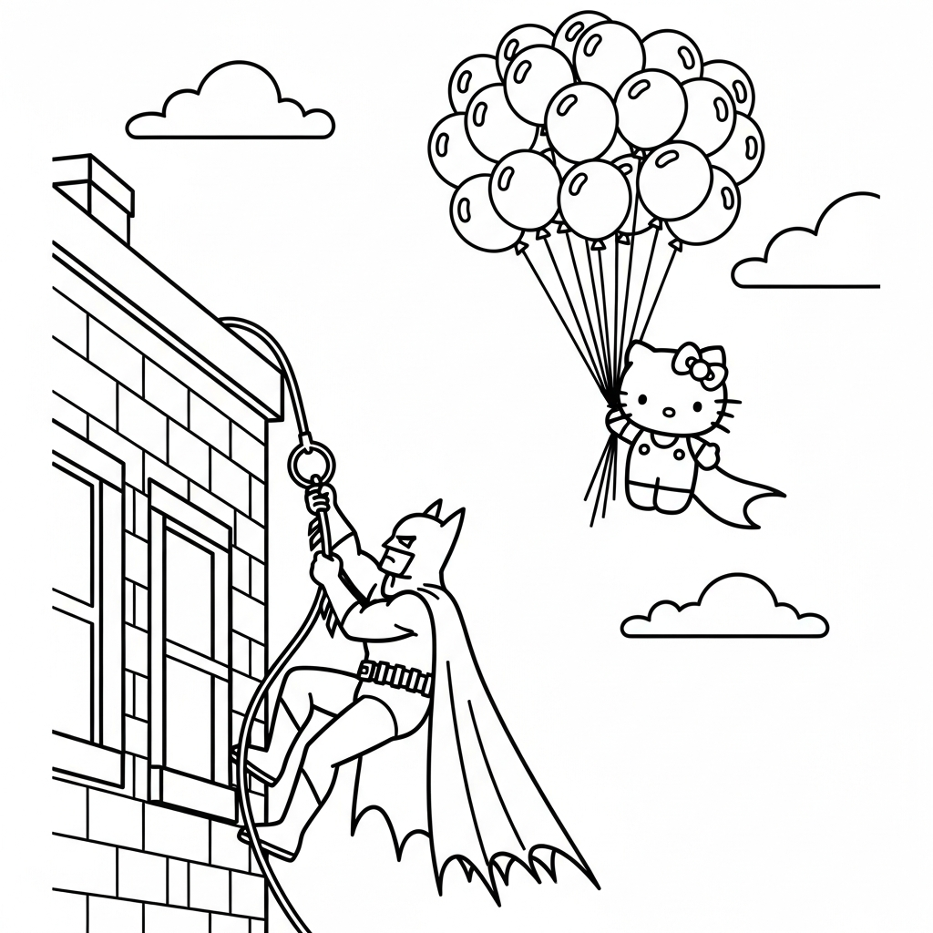 coloriage Batman et Hello Kitty updated en ligne