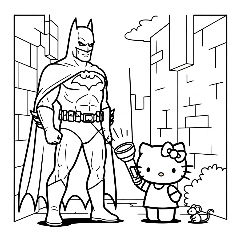 coloriage Batman et Hello Kitty updated pour bebe a imprimer