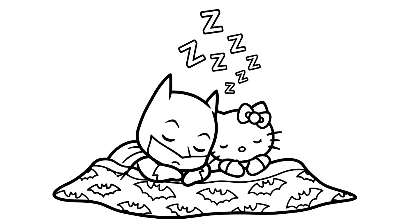 coloriage Batman et Hello Kitty updated en ligne 1