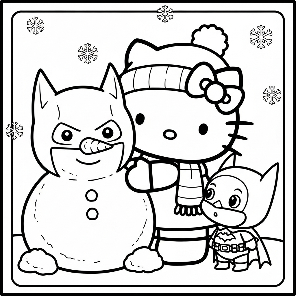 coloriage Batman et Hello Kitty updated à imprimer pdf gratuit