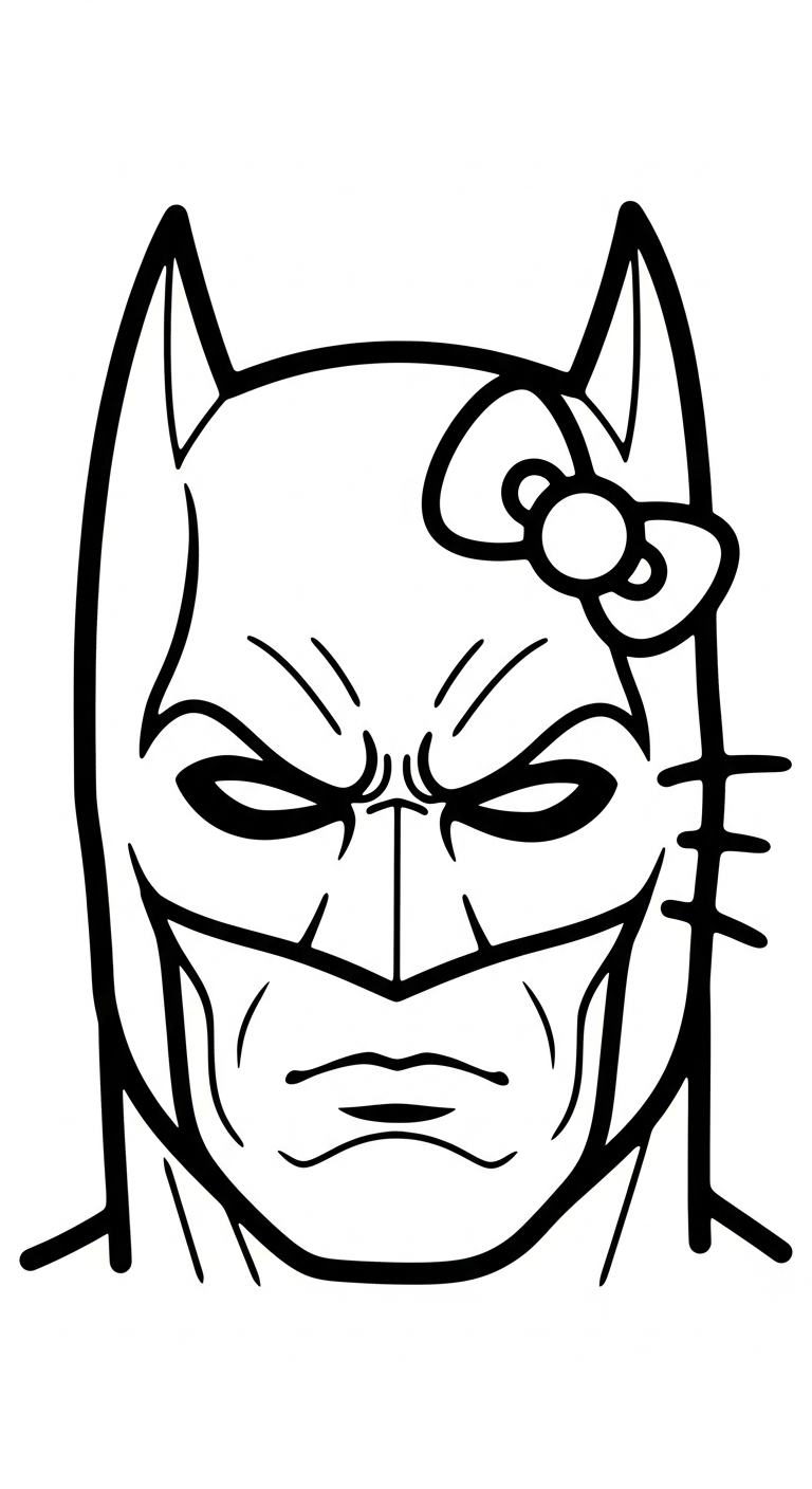 coloriage Batman et Hello Kitty updated à imprimer pour enfant de 3 ans 2