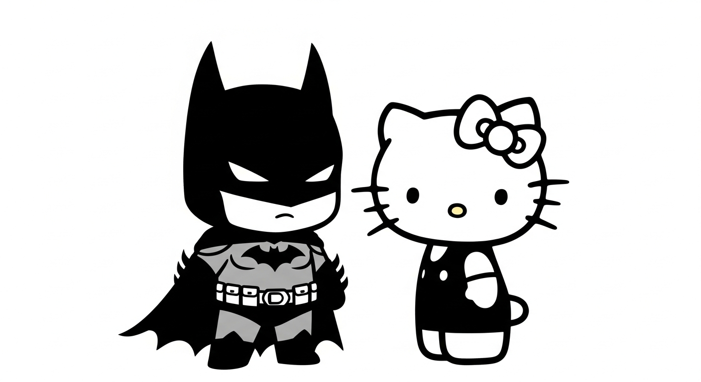 coloriage Batman et Hello Kitty updated à imprimer pour enfant de 8 ans 1