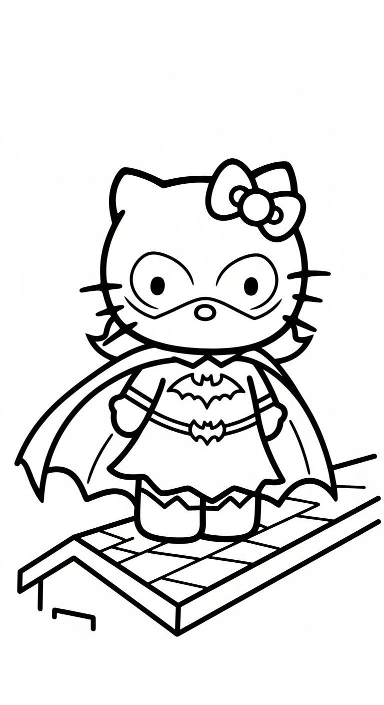 coloriage Batman et Hello Kitty updated à imprimer gratuit 2
