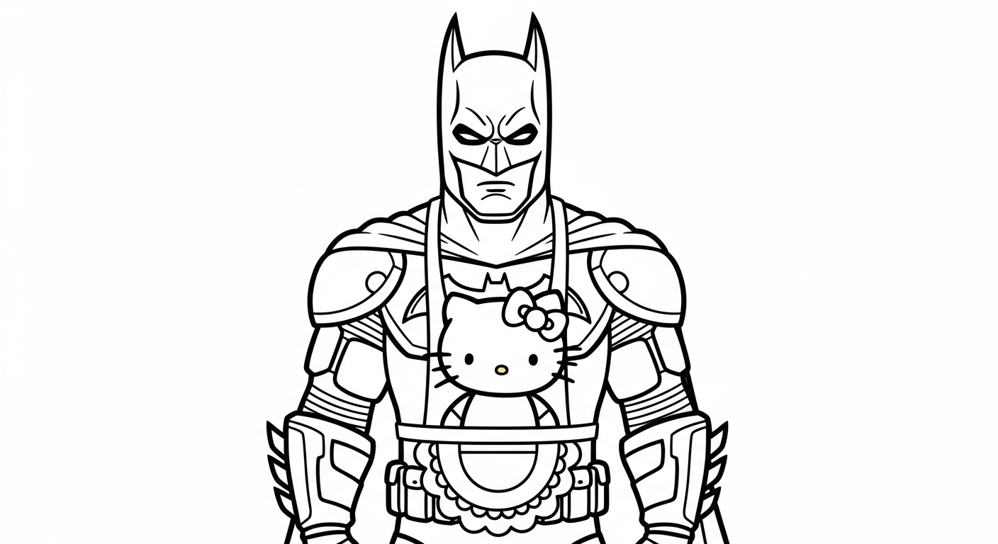 coloriage Batman et Hello Kitty updated pour enfant
