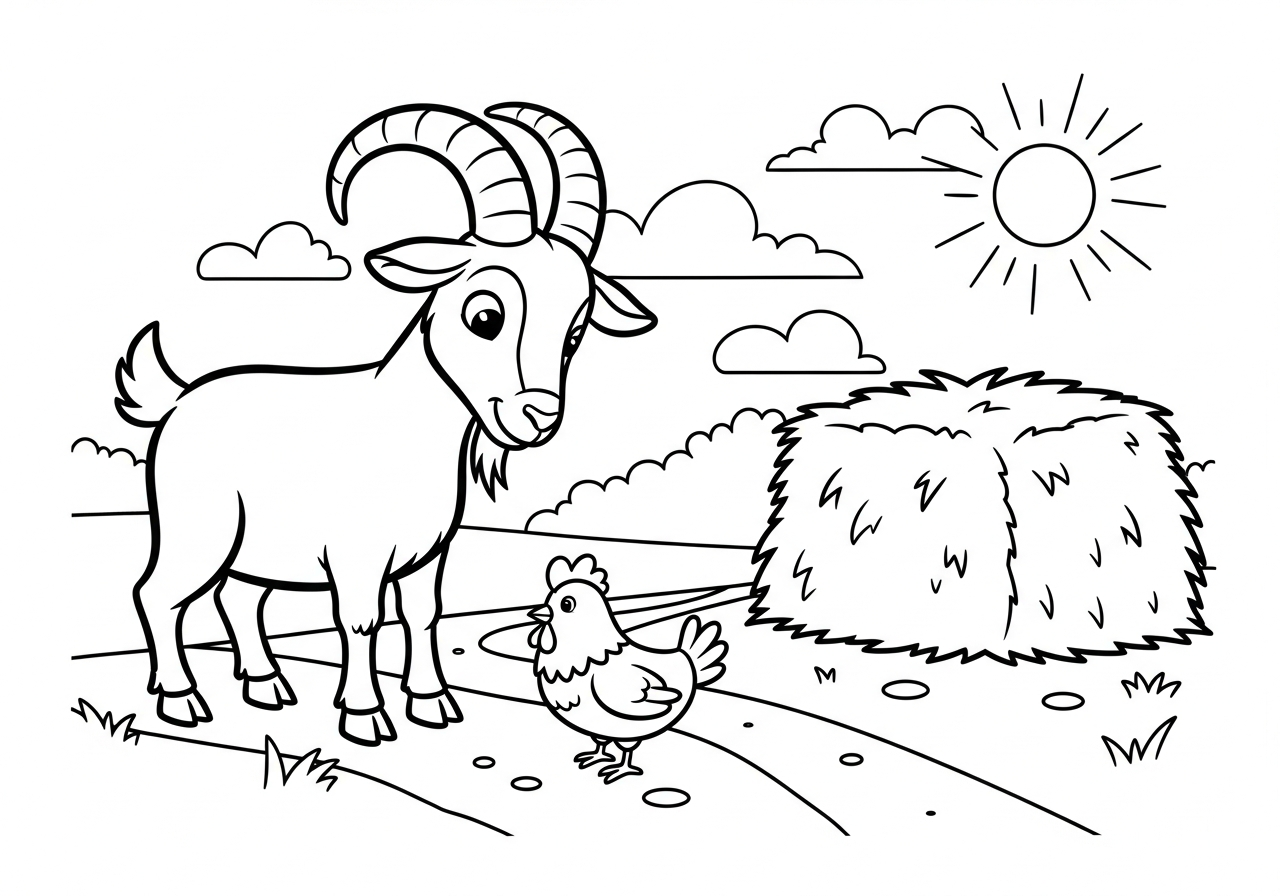 image de coloriage Chèvre pour enfant